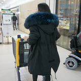 2015冬季新款韩版超大毛领工装棉衣连帽收腰超保暖棉服加厚女外套