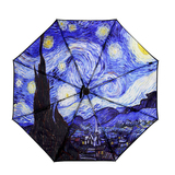 星夜油画伞全自动折叠创意双层男女士晴雨伞遮太阳伞Cmon梵高星空