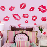 可移除浪漫卧室客厅新婚房装饰墙壁贴纸个性创意红嘴唇墙贴纸自粘