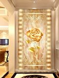 大型3D立体壁画客厅竖版背景墙布走廊玄关过道墙纸无缝壁纸玫瑰