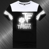TFBOYS同款短袖T恤反夜光韩版潮青少年学生装夏男衣服