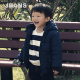 JBANS韩国冬季新款童装男女中性连帽加厚保暖纯色长袖棉衣外套潮