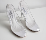 欧洲站女式透明玻璃水晶鞋真皮高跟婚礼鞋浅口单鞋灰姑娘水晶鞋女