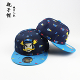 韩版春夏亲子帽母子帽机器人卡通款棒球帽 刺绣儿童帽嘻哈鸭舌帽