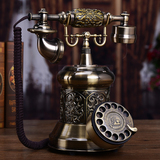 款欧式仿古电话机美式创意复古转盘高档座机时尚古董金属旋转电话