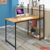 钢木简易组合电脑桌台式家用带书架书桌简约组装宜家办公桌子特价