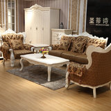 欧式沙发 田园风格家具沙发 仿古白实木沙发 白蜡木雕花布艺沙发