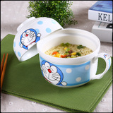HelloKitty日式创意卡通陶瓷泡面碗餐具套装可爱泡面杯大号带盖勺
