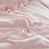 韩式公主风蕾丝床裙式四件套夏季韩国纯粉色结婚庆床上用品1.8m床