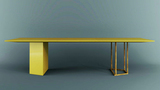 现代简约实木长餐桌黄色哑光漆面图书馆阅读书桌办公会议桌洽谈桌