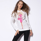 意大代购 moschino 15年秋冬卡通3D芭比娃娃套头抓绒宽松长袖卫衣
