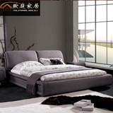 布床 布艺床简约现代双人床1.51.8米布艺软床可拆洗床婚床软包床
