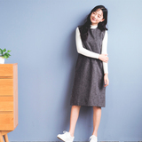2016新款显瘦韩版学生灯芯绒背带裙女中长款灯芯绒连衣裙女装裙子