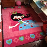 可爱卡通粉色公主女孩房儿童房地毯卧室床边满铺大地毯幼儿园定制