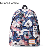 Mr.ace Homme印花双肩包女韩版潮休闲背包中学生书包学院风旅行包
