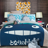 动漫龙猫卡通珊瑚绒儿童床上四件套1.5m1.8米床单床笠床裙三件套4