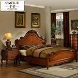 美式双人床1.8米实木床高档欧式卧室简约大床深色结婚床1.5米复古