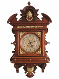 特价 古董钟表收藏19世纪德国LENZKIRCH鎏金镶嵌挂钟 胡桃木外壳