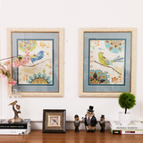 橡树庄园 美式乡村高档实木鹦鹉装饰油画 家居客厅卧室背景墙挂画