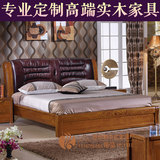 实木床2米2.2米大床真牛皮床双人婚床高箱储物床1.8米定制2.4米5