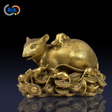 铜质工艺品铜制品家居摆饰品金钱鼠摆件 招财纯铜老鼠生肖鼠摆件