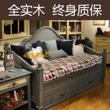 美式乡村风格 实木沙发床坐卧两用床家具定制 松木水曲柳送床垫
