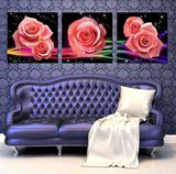 客厅装饰画现代简约沙发壁画餐厅卧室床头挂画三连画无框画玫瑰花