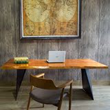 美式loft仿古实木餐桌办公长桌仿古电脑桌会议桌工作台书桌泡茶桌