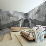 3d几何立体图形壁纸 水泥砖墙壁画 逼真高档复古客厅卧室背景墙纸