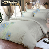 Royalrose 纯棉四件套绣花面料床品床单被套全棉4件套1.5米床