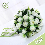韩式新娘手捧花 乳白色玫瑰仿真绢花花球伴娘手捧花拍摄道具批发
