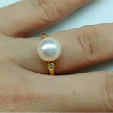 MIKIMOTO 日本花珠 18K金日本海海水珍珠戒指活口款镜面光极强光