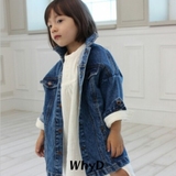 韩国正品代购儿童中大童宝宝女童牛仔外套女中长款薄款春秋款