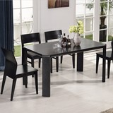 特价餐桌 黑色现代简约吃饭桌实木贴皮 创意餐台小户型餐桌椅组合