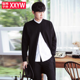 2016秋季韩版青年男士韩国薄款外套宽松个性开衩设计中长款风衣潮