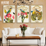 新中式客厅装饰画花鸟挂画现代简约餐厅沙发背景墙壁画欧式三联画
