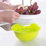 日本Fasola双层洗菜篮塑料沥水篮筛子厨房果蔬清洗收纳盆洗菜篮子