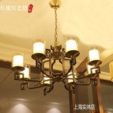 金色全铜吊灯玻璃灯罩简约中式新中式灯具客厅餐厅卧室样板间灯具