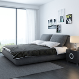 北欧布艺床1.8米床小户型双人床软包床可拆洗婚床现代简约布床1.5