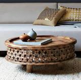 出口美国实木家具 美式乡村古典 法式圆几 镂空图案茶几 英式家具