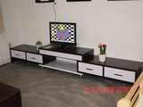 新款原创客厅神器现代时尚伸缩液晶地柜小户型客厅木质黑白电视柜
