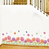 新款清新花朵踢脚线墙贴创意田园墙壁装饰贴画家居客厅玄关墙贴纸