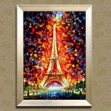 热卖玄关挂画餐厅巴黎埃菲尔铁塔简约沙发背景墙装饰画厚油立体刀