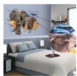 2016新款超大PVC环保3D立体可移除创意墙贴大型动物贴画大象包邮