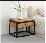 美式乡村实木床头柜 现代简约铁艺沙发边角几 小方电话桌收纳桌
