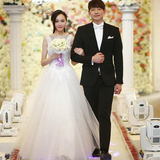 新娘婚纱2016新款韩式白色齐地简约结婚礼服修身显瘦奢华公主定制