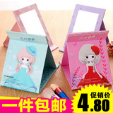 包邮 韩国台式公主化妆镜 大号梳妆镜 便携卡通纸镜随身折叠镜子
