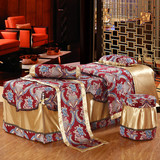 美丽坊枣红色美容床罩四件套 四件套美体美容院床罩冬季新款