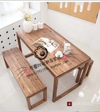 地中海松木实木餐桌多功能小户型长方形饭桌长凳组合客厅家具
