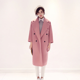 2015冬季新款韩版宽松过膝毛呢外套女中长款加厚茧型羊毛呢子大衣